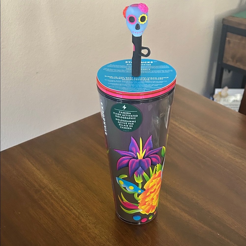 Colorful Floral Skull Tumbler